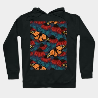 Monarch butterfly on red coneflowers Hoodie